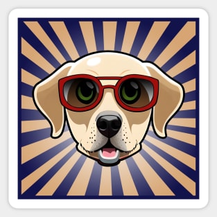 Red Sunglasses Golden Retriever Puppy Sticker